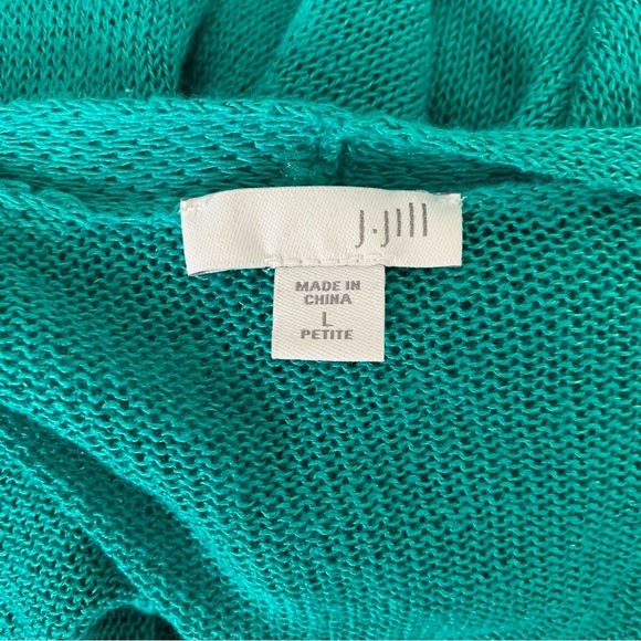 J Jill Linen Blend Open Front Longline Cardigan Duster Turquoise Teal Petite L - Picture 4 of 17